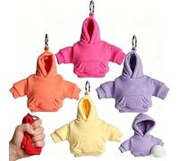 MEEVINWH Mini Hoodie Stress Ball Keychain, Cute Soft Hoodie Charm Key Ring,Portable Stress Relief Squeeze Keychains Charm(4pcs Assortment A)