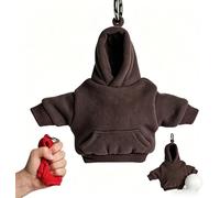 MEEVINWH Mini Hoodie Stress Ball Keychain, Cute Soft Hoodie Charm Key Ring,Portable Stress Relief Squeeze Keychains Charm(Brown)