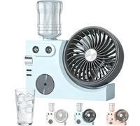 MEEVINWH Portable Misting Table Fan, Portable Usb Rechargeable Misting Table Fan,Personal Cooling Mister Fan With Water Tank, 3-Speed 60° Adjustable For Home Office Dorm Outdoor Travel(Blue)