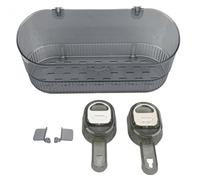 MEEVINWH Soporte de Almacenamiento con Ventosa para baño, Multifuncional, Resistente al Agua, plástico, Drenaje eficiente, Ventosa, Carrito de Ducha para artículos de tocador (Gris Transparente)