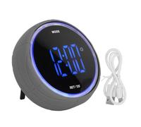 MEEVINWH Temporizador digital, reloj despertador con pantalla LED de vibración silenciosa con luz ambiental, soporte trasero para estudio de oficina en casa, batería recargable (Gris)