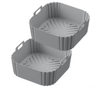 MeevrgR 2 forros de silicona para freidora de aire COSORI 5.5L 6.2L 180 NA230, tapetes reutilizables antiadherentes con parte inferior elevada para una fácil limpieza y drenaje de aceite, negro y gris