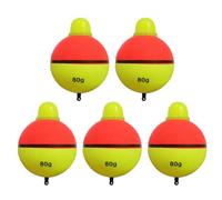 MeevrgR 5 flotadores de pesca luminosos para pesca nocturna y roca, bobina electrónica noctilucente con cambio de color, hecho de polipropileno espumado, 8-9,5 cm, 80 g