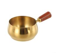 MeevrgR Acero inoxidable para mini sartén con mango de madera para leche, salsa y aceite caliente, diseño compacto de boquilla de vertido para cocinas pequeñas, plata (oro, 180 ml)