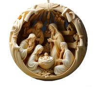 MeevrgR Adorno de Navidad 2025 coleccionable con diseño de vidrieras acrílicas multicolor Jesús nacimiento Nacimiento Natividad colgante decoración de árbol de vacaciones regalo festivo 8 cm (D y D)