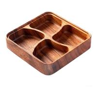 MeevrgR Bandeja apilable de madera de nogal, cuenco de frutas de 4 compartimentos y plato de madera para servir frutas secas, frutos secos, dulces, almacenamiento de cocina que ahorra espacio