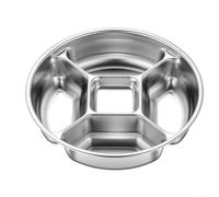 MeevrgR Bandeja de acero inoxidable de 5 compartimentos, plato de preparación de sección profunda para especias, condimentos, frutas, plato de cocina redondo apilable plateado, 22,5 cm