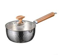 MeevrgR Cacerola de titanio puro, utensilios de cocina sin revestimiento de 16-22 cm, cuerpo profundo de 9 cm, textura de panal, lazo para colgar, para todas las estufas (plata) (18 cm)