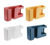 MeevrgR Caja de almacenamiento de montaje en pared para organización del hogar, doble compartimento, 17 x 9 x 3,8 cm, ABS, organizador de ahorro de espacio para cocina, baño, oficina, paquete de 4