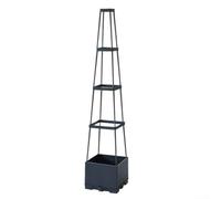 MeevrgR Caja de macetas de tomate de riego automático con enrejado ajustable, resistente a la decoloración, plástico PP para uso en interiores y exteriores (4 Evels-grano de madera)
