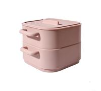 MeevrgR Caja de vapor de silicona multicapa para microondas y horno, recipiente portátil de vapor de alimentos con tapa ventilada resistente a fugas, utensilios de cocina fáciles de limpiar, rosa