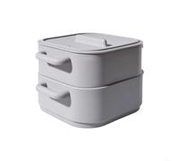 MeevrgR Caja de vapor de silicona multicapa para microondas y horno, recipiente portátil de vapor de alimentos con tapa ventilada resistente a fugas, utensilios de cocina fáciles de limpiar, rosa
