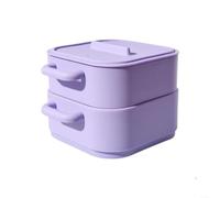 MeevrgR Caja de vapor de silicona multicapa para microondas y horno, recipiente portátil de vapor de alimentos con tapa ventilada resistente a fugas, utensilios de cocina fáciles de limpiar, rosa
