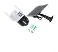 MeevrgR Cámara de seguridad solar inalámbrica para exteriores, 4 MP, doble lente 4G PTZ, CCTV con detección humana de color para visión nocturna, IP66, impermeable, para monitoreo de entrada de granja