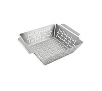 MeevrgR Cesta de parrilla de acero inoxidable para parrillas Weber, bandeja de barbacoa para verduras, mariscos y guarniciones, bandeja cuadrada para hornear (S)