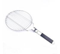 MeevrgR Cesta de parrilla de acero inoxidable - Rejilla redonda de bloqueo de 55 cm con mango desmontable