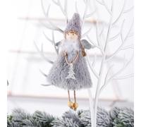 MeevrgR Colgante de muñeca de peluche de ángel de Navidad para colgar en el árbol de Navidad, adornos de fiesta, decoración festiva del hogar con diseño suave de ángel del amor en blanco, rosa y gris
