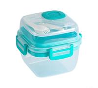 MeevrgR Contenedor de ensalada portátil con bandeja extraíble, tenedor integrado y taza de salsa, lonchera grande de dos compartimentos para preparación de comidas, oficina y uso al aire libre (verde)