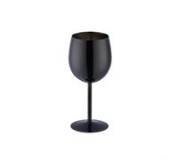 MeevrgR Copa de vino de acero inoxidable de 350 ml, copa de vino de metal irrompible con tallo largo para cócteles, bares, camping y fiestas al aire libre, color plateado (negro)