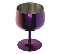 MeevrgR Copa de vino de acero inoxidable de 350 ml, copa de vino de metal irrompible con tallo largo para cócteles, bares, camping y fiestas al aire libre, color plateado (morado)