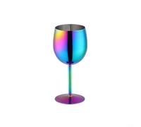 MeevrgR Copa de vino de acero inoxidable de 350 ml, copa de vino de metal irrompible con tallo largo para cócteles, bares, camping y fiestas al aire libre, color plateado (colorido)