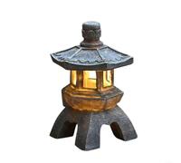 MeevrgR Estatua de jardín de pagoda de resina alimentada por energía solar, luz nocturna automática para paisaje al aire libre, decoración de torre zen resistente a la intemperie para patio, camino