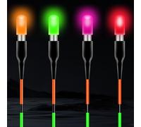 MeevrgR Flotador de pesca LED para pesca nocturna, impermeable, 0,35 g, ultraligero, con batería CR311, visibilidad de 50 m, 4 colores (rojo/verde/amarillo/rosa), paquete de 4