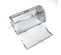 MeevrgR Jaula giratoria de acero inoxidable para asar | Calor uniforme para granos de café, papas fritas y pollo | Herramienta de parrilla multiusos para cocina y exteriores (E)