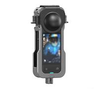 MeevrgR Jaula protectora de metal para cámara Insta360 X5 con borde extendido y cubierta de lente (15 x 7 x 3,5 cm), marco de aluminio gris a prueba de golpes