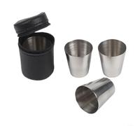 MeevrgR Juego de 4 vasos de chupito de metal reutilizables de acero inoxidable con estuche para licor, espresso, bombas Jager Bombs al aire libre, viajes de 70 ml (30 ml)