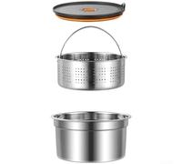 MeevrgR Juego de recipientes de almacenamiento de alimentos de acero inoxidable con tapa y colador, caja hermética 304 para frutas y verduras, cesta de drenaje apilable, color plateado (600 ml)
