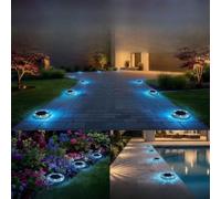 MeevrgR Luz de disco solar de vidrio de mosaico | Iluminación exterior que cambia de color para caminos de jardín y decoración de patios (2)