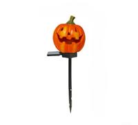 MeevrgR Luz solar de jardín de calabaza de Halloween, IP55 impermeable resina LED lámpara decorativa al aire libre, para césped, camino, patio, fiesta festiva de otoño y decoraciones de Halloween