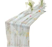 MeevrgR Mantel de encaje bordado de tela de poliamida para camino para decoración de bodas, fiestas de cumpleaños, verde, blanco, rosa, azul, varias longitudes disponibles (azul)