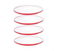 MeevrgR Paquete de 4 platos llanos redondos de melamina de 8 pulgadas con borde de color para ensalada de carne, pasta, carne, hogar, restaurante, blanco, rojo, azul, marrón (rojo)