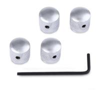 MeevrgR Paquete de 4 pomos de guitarra moleteados cromados para bajo Telecaster, perillas de control de tono de volumen de metal de 6 mm, eje sólido para modelos de Estados Unidos y México (cromado)