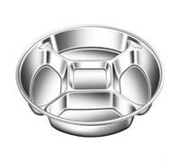 MeevrgR Plato dividido de acero inoxidable con 5 compartimentos para servir comidas preparadas, aperitivos, verduras, frutas, 316, apto para lavavajillas, plateado, 22,5 cm