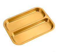 MeevrgR Plato dividido rectangular de acero inoxidable 304, bandeja de servir con múltiples compartimentos para barbacoa coreana, vajilla moderna plateada u dorada para cocina doméstica (dos rejillas