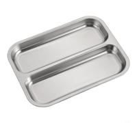 MeevrgR Plato dividido rectangular de acero inoxidable 304, bandeja de servir con múltiples compartimentos para barbacoa coreana, vajilla moderna plateada u dorada para cocina doméstica (dos rejillas
