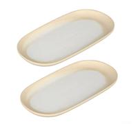 MeevrgR Platos ovalados de melamina, paquete de 2, moteados de 12 pulgadas para bandejas de dos tonos para aperitivos, queso y platos fríos (blanco)