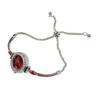 MeevrgR Reloj de pulsera con tachuelas de diamante, diseño creativo de moda, correa de acero inoxidable, reloj de pulsera ajustable de cuarzo para mujeres y hombres, Varios colores, Silver and Red