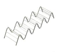 MeevrgR Soporte para tacos de acero inoxidable ondulado para conchas duras y blandas, soporte en forma de U, servidor de comida mexicana, apto para horno, plateado, 22,7 cm (plata)