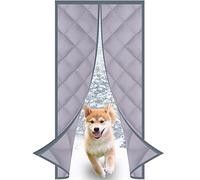 MEEYI Cortina de Tela Oxford para Puerta de Invierno magnetica corredera Cortina imanes Cortina de Puerta Cortina termica Exterior Puerta Fuerte Capacidad de Carga para Lugar público - Gris 90x210cm