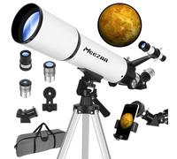 MEEZAA Telescopio, Telescopio Astronómico Adultos Profesional, 80mm Apertura 600mm Portátil Telescopios Refractor para Niños y Principiantes con Trípode, Adaptador Teléfono y Bolsa, Observer la Luna