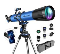MEEZAA Telescopio, Telescopio Astronómico Profesional para Adultos Niños y Principiantes, 90 mm Apertura 800 mm Telescopios Refractor Portátil con Trípode, Bolsa, Adaptador de Teléfono y Filtro Lunar