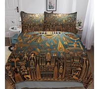 MEFESE Antiguo Egipto Juego De Funda Nórdica 100% Microfibra Extra Suave,3 Piezas Fresco Egipcio Funda Nórdica para Edredón + Sábana Bajera + Funda De Almohada con Cremallera Oculta King（220x240cm）