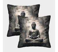 MEFESE Bodhisattva Fundas Cojines Decorativa Juego De 2 Buda Funda De Almohada Poliéster Cuadradas El Rincón Mascota 40x40cm