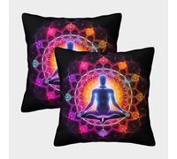MEFESE Chakra Fundas Cojines Decorativa Juego De 2 Espíritu Zen Funda De Almohada Poliéster Cuadradas Un Detalle Romántico para La Persona Que Amas 40x40cm