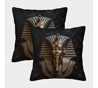 MEFESE Faraón Fundas Cojines Decorativa Juego De 2 Cultura Egipcia Funda De Almohada Poliéster Cuadradas Cubiertas para Cojines De Sala De Estar 45x45cm