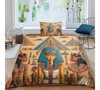 MEFESE faraón Juego De Sábanas Y Fundas Nórdicas Impresas En 3D con Diseño De,Microfibra Suave,Cultura del Antiguo Egipto Fundas De Almohada,Cremallera Oculta,Reversible Fácil Single（135x200cm）